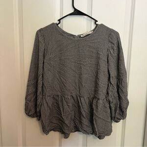 Gingham checkered peplum 3/4 sleeve top